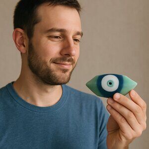 Crystal Infused Evil Eye Glycerine Bar Soap, Crystal Soap, Evil Eye Soap NEW